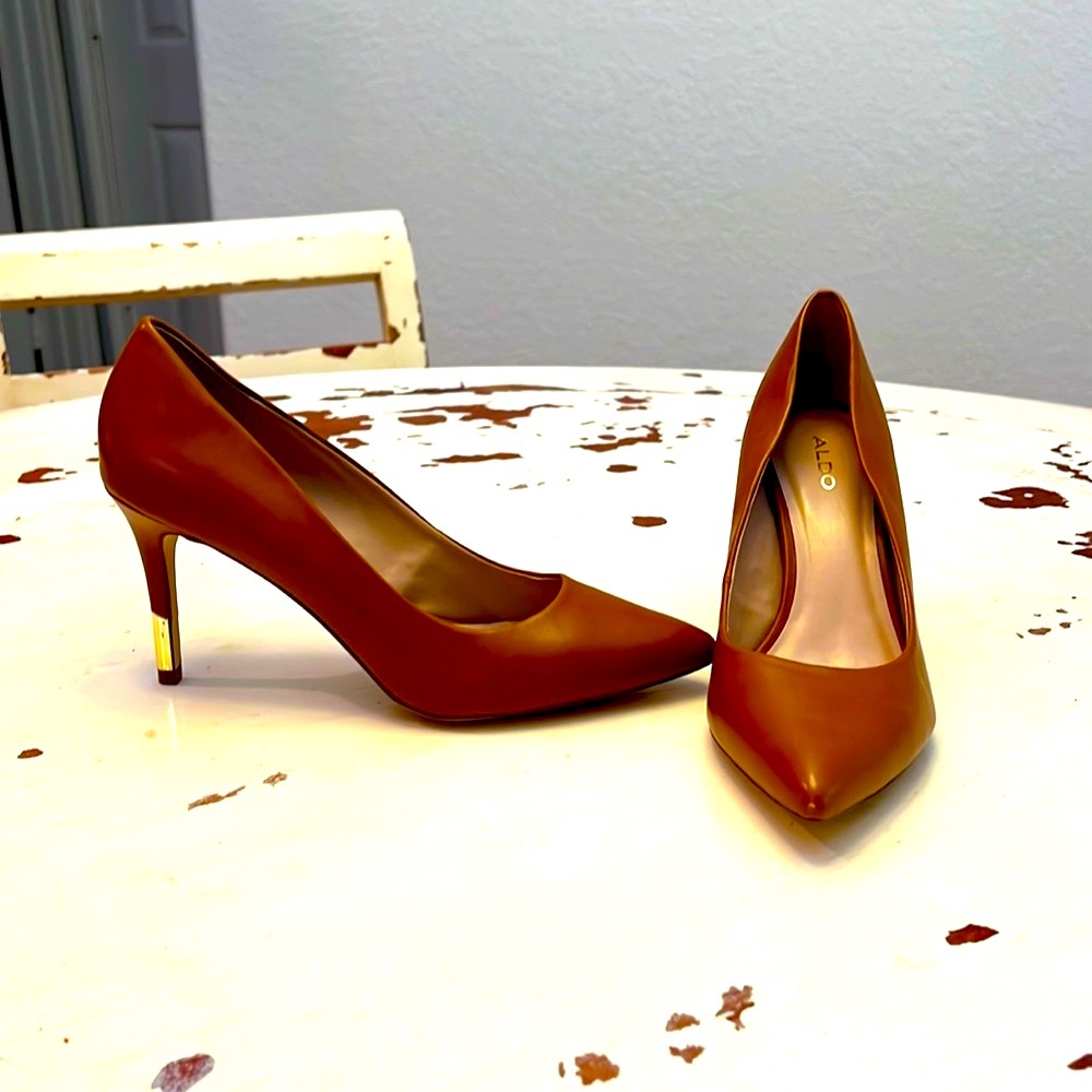 Aldo Cognac Heels, Size 8.5